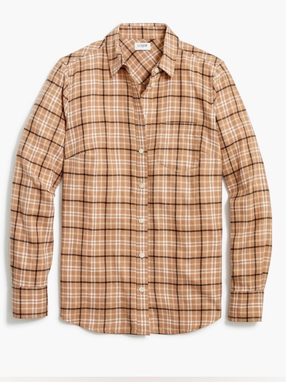 J. Crew Tan Plaid Cotton Button-Down Shirt
